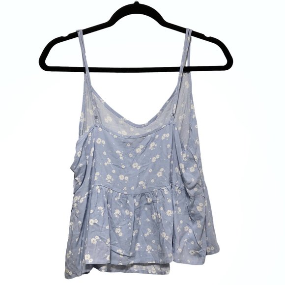 NWT PacSun LA Hearts Blue White Floral Spaghetti Straps Peplum Top L - Picture 2 of 7